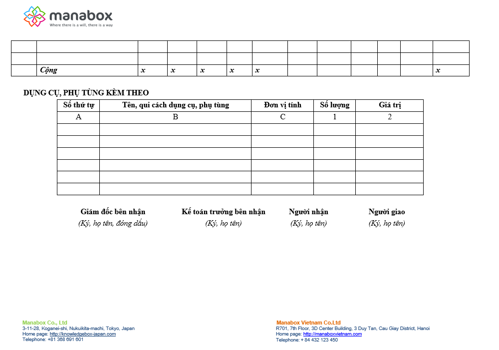 Biên bản giao nhận