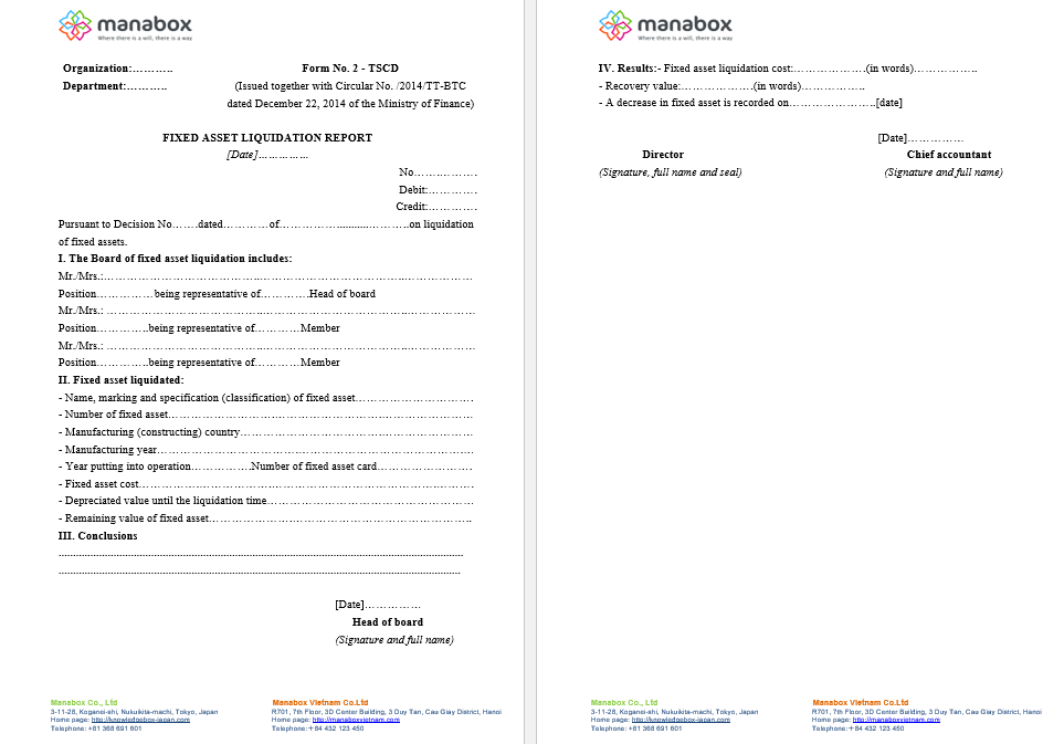 Biên bản thanh lý TSCĐ