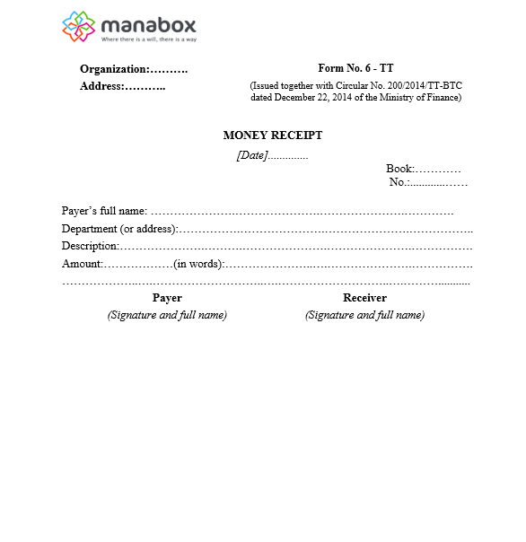 Biên lai thu tiền