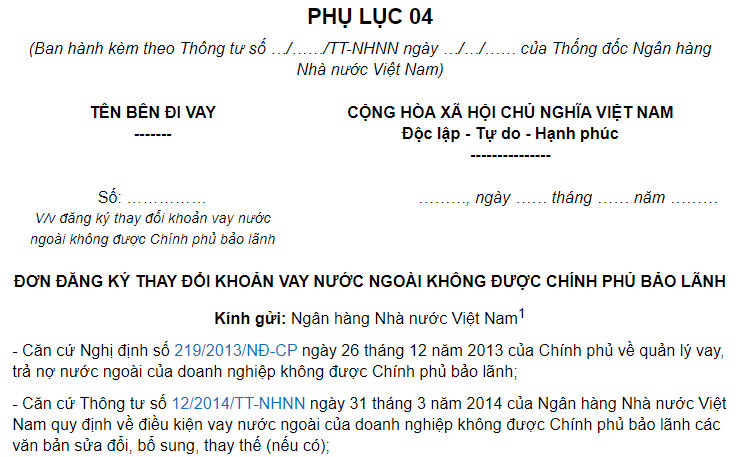 Đăng ký thay đổi khoản vay