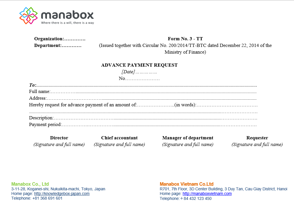 Đề nghị tạm ứng