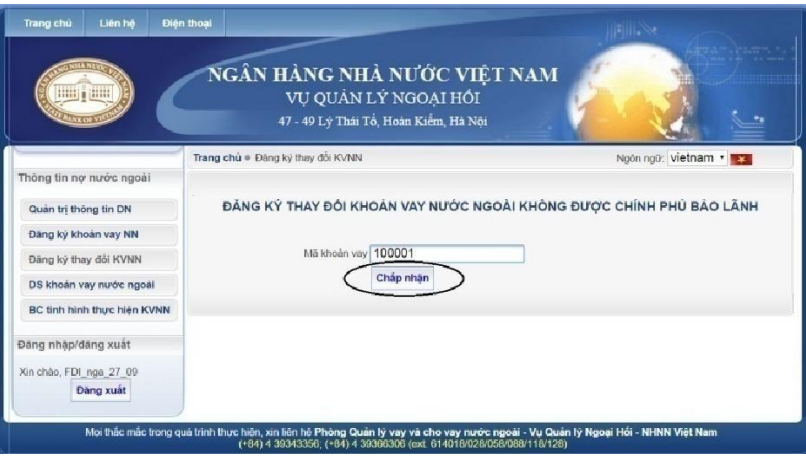 Thông báo khoản vay