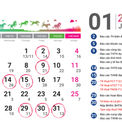 Lịch để bàn có Note thời hạn báo cáo